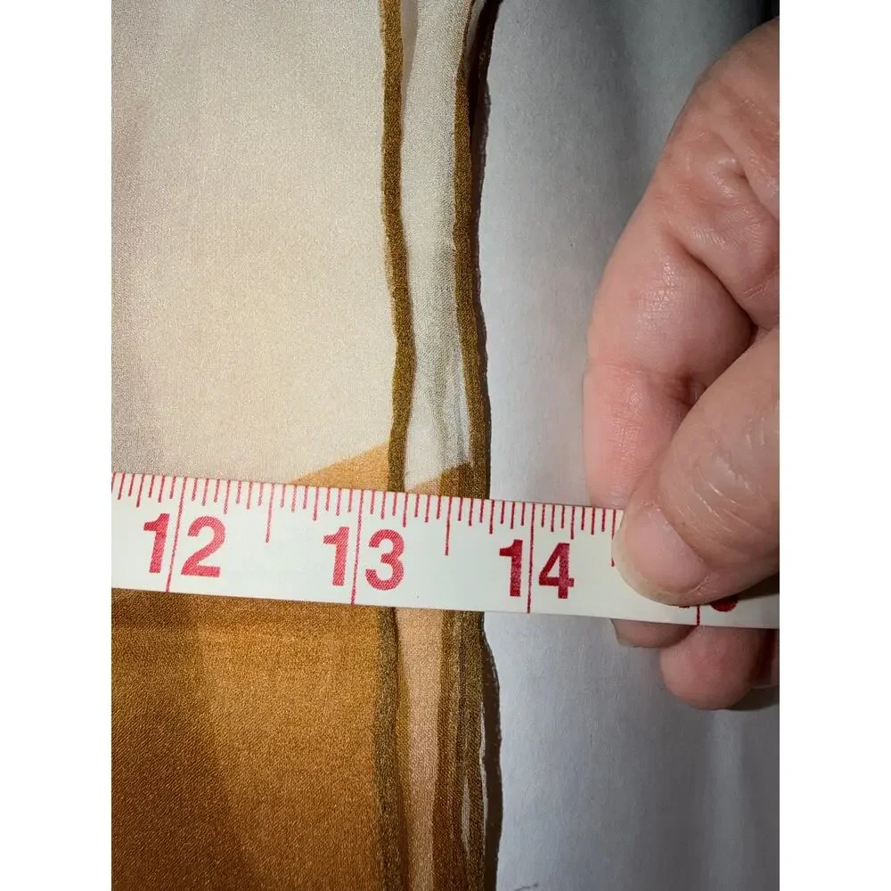 Vintage Vera sheer vinal silk blend earth tones rectangle scarf handmade japan